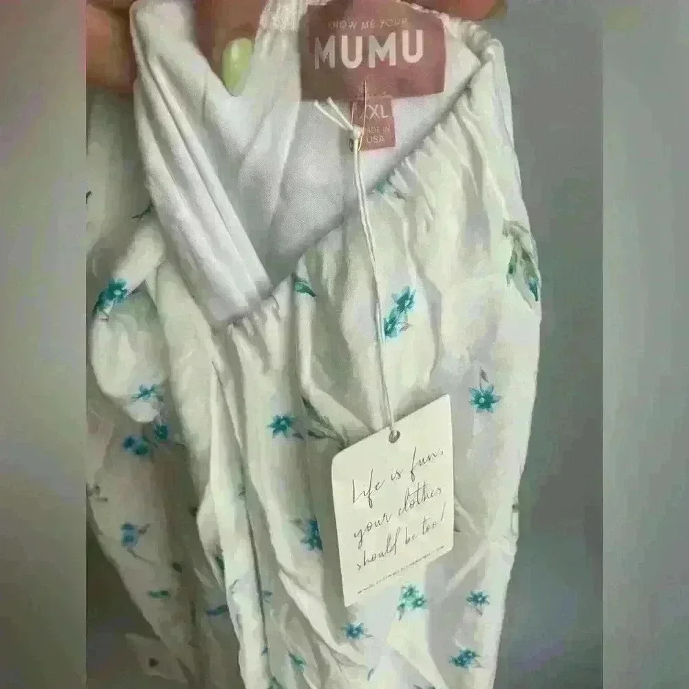 NWT! SHOW ME YOUR MUMU MARMONY MIDI DRESS in BLUE WHITE FLORAL PRINT SIZE XXL - Picture 6 of 6